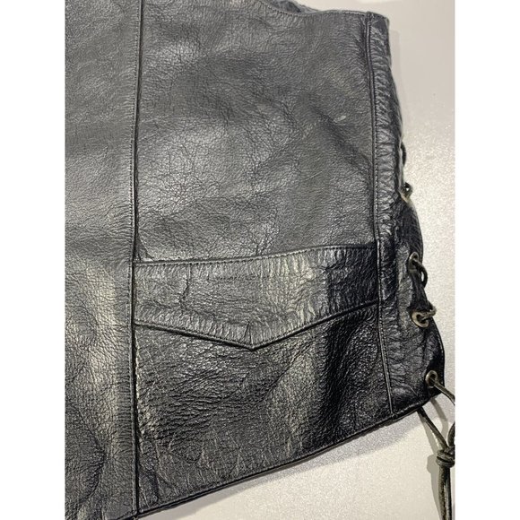 BIG B's Black Leather Vest Motorcycle Western 46   Harley Davidson Mason Patch - Picture 7 of 12